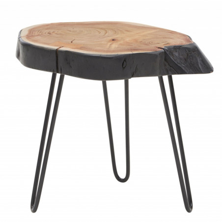 Beistelltisch Akazie Massivholz / Metall Industrial 40x40x32cm Baumkante