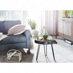 Beistelltisch Akazie Massivholz / Metall Industrial 40x40x32cm Baumkante