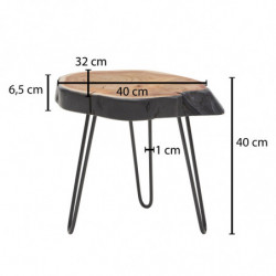 Beistelltisch Akazie Massivholz / Metall Industrial 40x40x32cm Baumkante