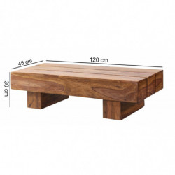 Couchtisch LUCCA Massiv-Holz Sheesham 120cm breit Design Wohnzimmer-Tisch dunkel-braun Landhaus-Stil Beistelltisch