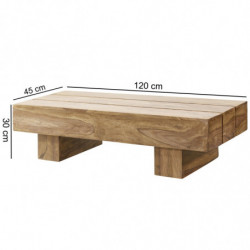 Couchtisch LUCCA Massiv-Holz Akazie 120cm breit Design Wohnzimmer-Tisch dunkel-braun Landhaus-Stil Beistelltisch