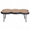 Couchtisch BAGLI Massiv-Holz Akazie 115 cm breit Wohnzimmer-Tisch Design Metallbeine Landhaus-Stil Beistelltisch