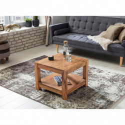 Couchtisch MUMBAI Massiv-Holz Akazie 60 x 60 cm Wohnzimmer-Tisch Design dunkel-braun Landhaus-Stil Beistelltisch