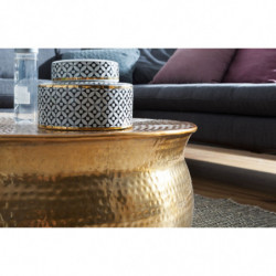 Couchtisch 75x31x75 cm Aluminium Gold Beistelltisch orientalisch rund
