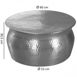 Couchtisch 60x30,5x60cm Aluminium Silber Beistelltisch orientalisch rund