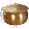 Couchtisch 60x30,5x60 cm Aluminium Gold Beistelltisch orientalisch rund