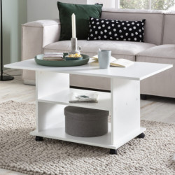 Design Couchtisch WL5.738 95 x 51 x 54,5 cm Weiß Drehbar mit Rollen