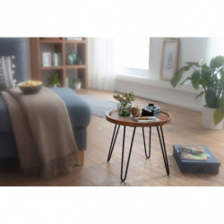 Couchtisch Sheesham Massivholz 45x40x45 cm Wohnzimmertisch Rund