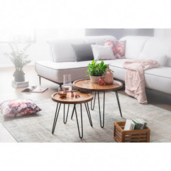 Couchtisch Sheesham Massivholz 45x40x45 cm Wohnzimmertisch Rund