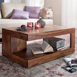 Couchtisch Sheesham Massiv-Holz 90 x 60 x 40 cm