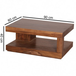Couchtisch Sheesham Massiv-Holz 90 x 60 x 40 cm