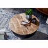 Couchtisch Mango Massivholz Metall 60x34x60 cm Industrial Style Rund