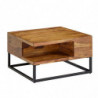 Couchtisch 60x60x34,5 cm Sheesham Massivholz / Metall Sofatisch Eckig