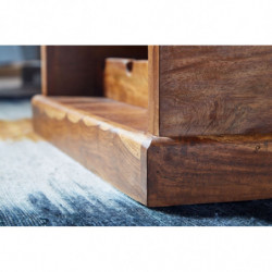 Couchtisch 100x60x40 cm Sheesham Massivholz Truhentisch mit Weinregal