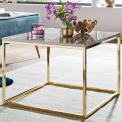 Couchtisch 60x60x45 cm mit Marmor Optik Weiß / Gold