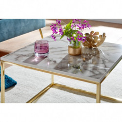 Couchtisch 60x60x45 cm mit Marmor Optik Weiß / Gold