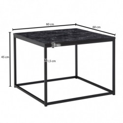 Couchtisch 60x60x45 cm mit Marmor Optik Schwarz