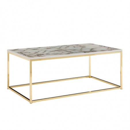 Couchtisch 100x60x40 cm mit Marmor Optik Weiß / Gold