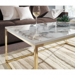 Couchtisch 100x60x40 cm mit Marmor Optik Weiß / Gold