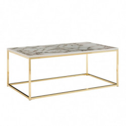 Couchtisch 100x60x40 cm mit Marmor Optik Weiß / Gold