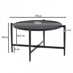 Couchtisch 70x70x38 cm Stein / Metall Sofatisch Anthrazit Industrial