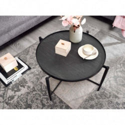 Couchtisch 70x70x38 cm Stein / Metall Sofatisch Anthrazit Industrial