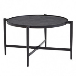 Couchtisch 70x70x38 cm Stein / Metall Sofatisch Anthrazit Industrial