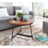 Couchtisch 60x60x45 cm Sheesham Massivholz / Metall Sofatisch Rund