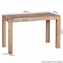 Esstisch Massivholz MUMBAI Akazie 120 cm Esszimmer-Tisch Holztisch Design Küchentisch Landhaus-Stil dunkel-braun