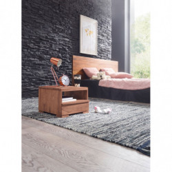 Nachttisch MUMBAI Massiv-Holz Akazie Nacht-Kommode 30 cm 1 Schublade Ablage Nachtschrank Landhaus-Stil Echt-Holz