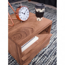 Nachttisch MUMBAI Massiv-Holz Akazie Nacht-Kommode 30 cm 1 Schublade Ablage Nachtschrank Landhaus-Stil Echt-Holz