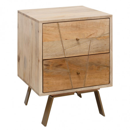 Nachtkonsole SIKAR 40x56x40cm Mango Massivholz Nachtschrank Hoch
