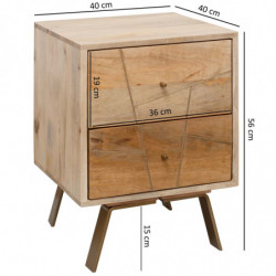 Nachtkonsole SIKAR 40x56x40cm Mango Massivholz Nachtschrank Hoch