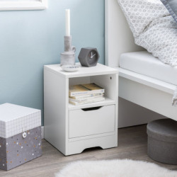 Nachtkonsole WL5.700 31x43x31cm Weiß Matt 1 Schublade und Ablagefach
