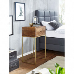 Nachttisch Mango Massivholz / Metall 40x75,5x35 cm Nachtschrank Boxspringbett