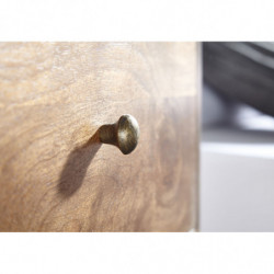 Nachttisch Mango Massivholz / Metall 40x75,5x35 cm Nachtschrank Boxspringbett