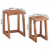 2er Set MUMBAI Beistelltisch Massivholz Sheesham Design Wohnzimmer-Tisch eckig Nachttisch Satztisch Landhaus-Stil