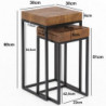Design Satztisch WL5.660 Sheesham Metall Beistelltisch 2er Set Klein