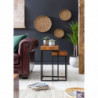 Design Satztisch WL5.660 Sheesham Metall Beistelltisch 2er Set Klein