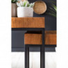 Design Satztisch WL5.660 Sheesham Metall Beistelltisch 2er Set Klein