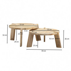 Design Couchtisch 2er Set Mango Massivholz Wohnzimmertisch Hell