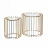 Beistelltisch 2er Set Korbtisch Gold Design Satztisch Metall / Glas Rund