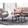 Couchtisch 2er Set Mango Massivholz / Stein Sofatisch Rund Modern
