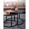 Couchtisch 2er Set Mango Massivholz / Stein Sofatisch Rund Modern