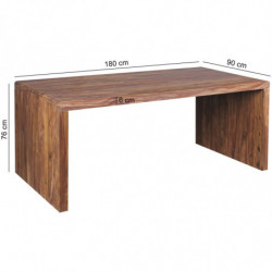 Schreibtisch BOHA Massiv-Holz Sheesham Computertisch 180 cm breit Echtholz Design Ablage Büro-Tisch Landhaus-Stil