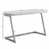 Schreibtisch 120x55x76 cm Hochglanz Weiß / Silber PC-Tisch mit Metallbeine