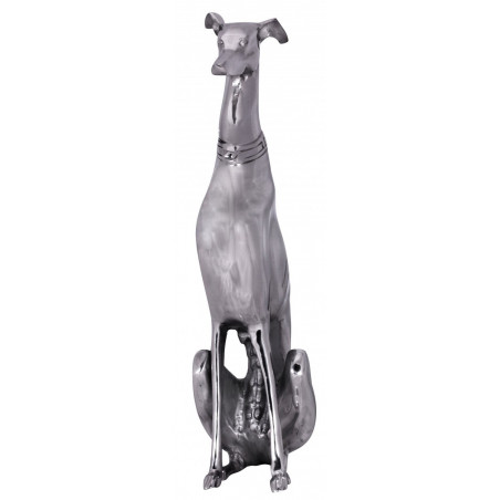 Dekoration Design Dog aus Aluminium silbern Windhund Skulptur Hundestatue