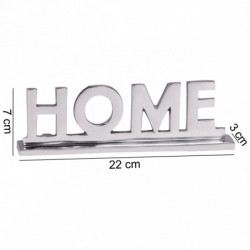 Home Deko Schriftzug Design Wohnzimmer Ess-Tisch- Dekoration Wohnung Alu Aluminium Wohndeko Silber 22 cm