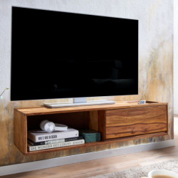 Lowboard Hängend Sheesham Massivholz 108x25x34 cm TV-Schrank Braun