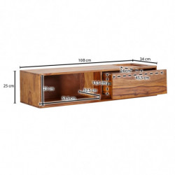 Lowboard Hängend Sheesham Massivholz 108x25x34 cm TV-Schrank Braun